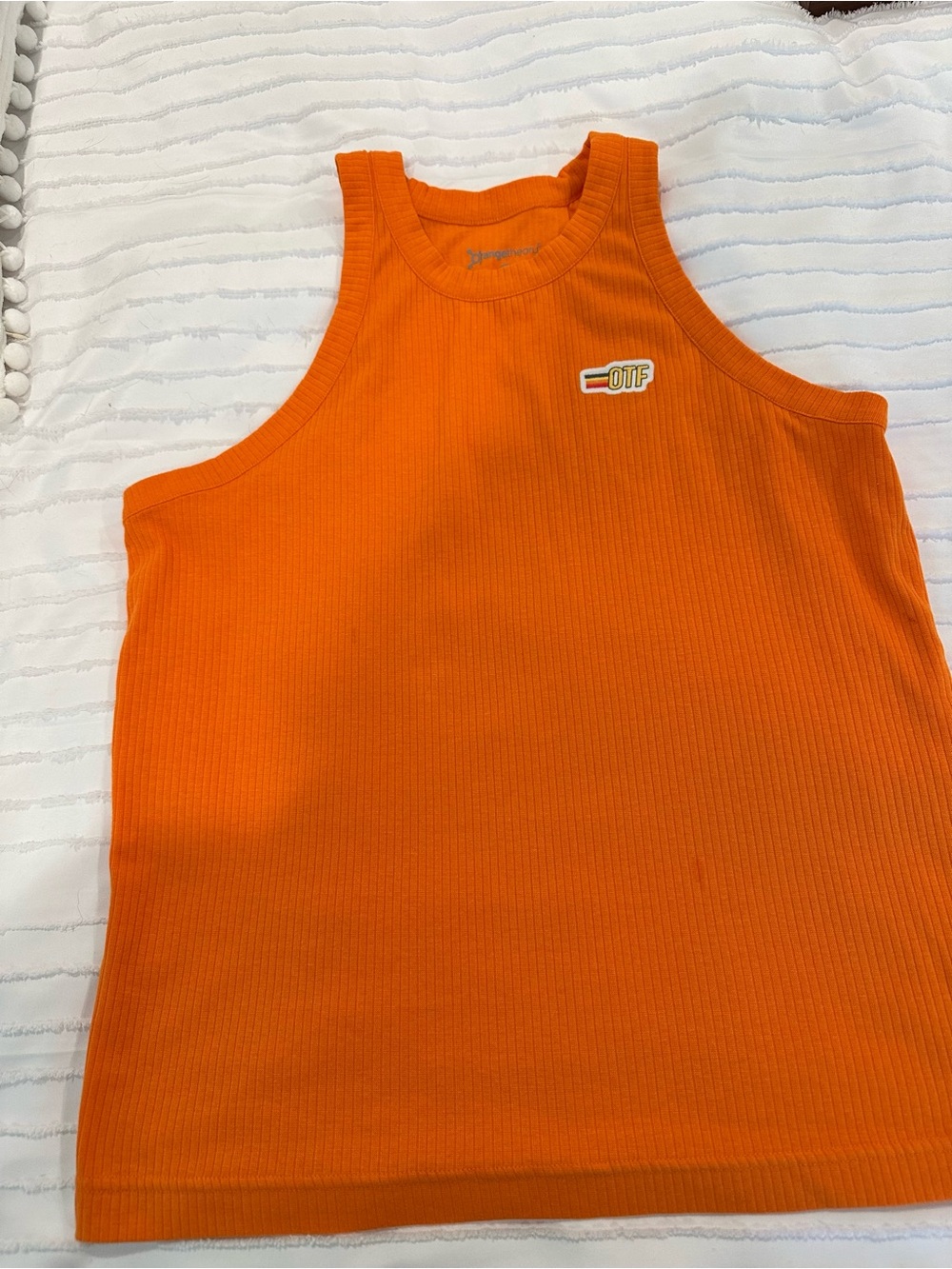 Orangetheory Sleeveless Ribbed Tank in Bright Orange